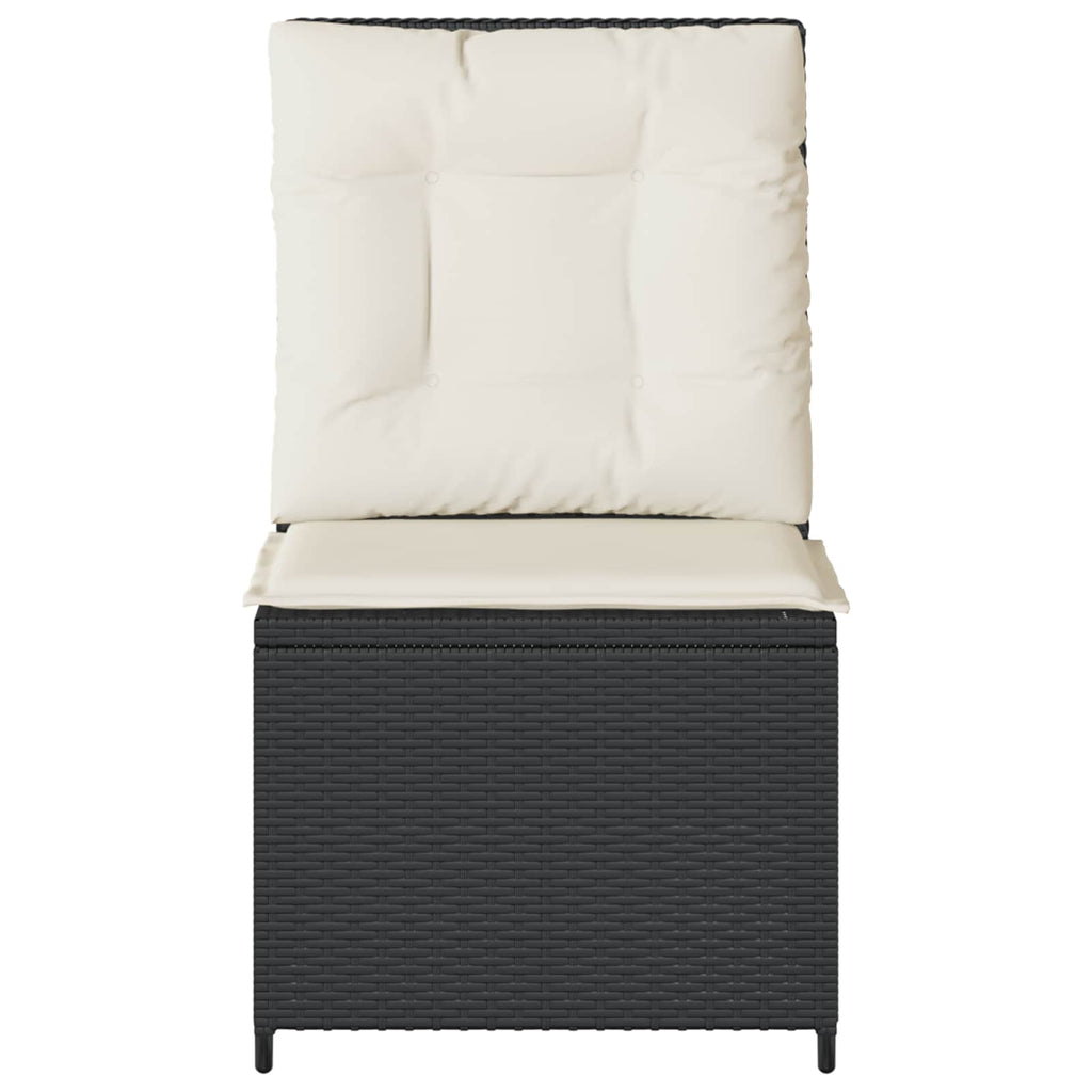 vidaXL Garten-Sofa mit Kissen Schwarz und Cremeweiß Poly-Rattan