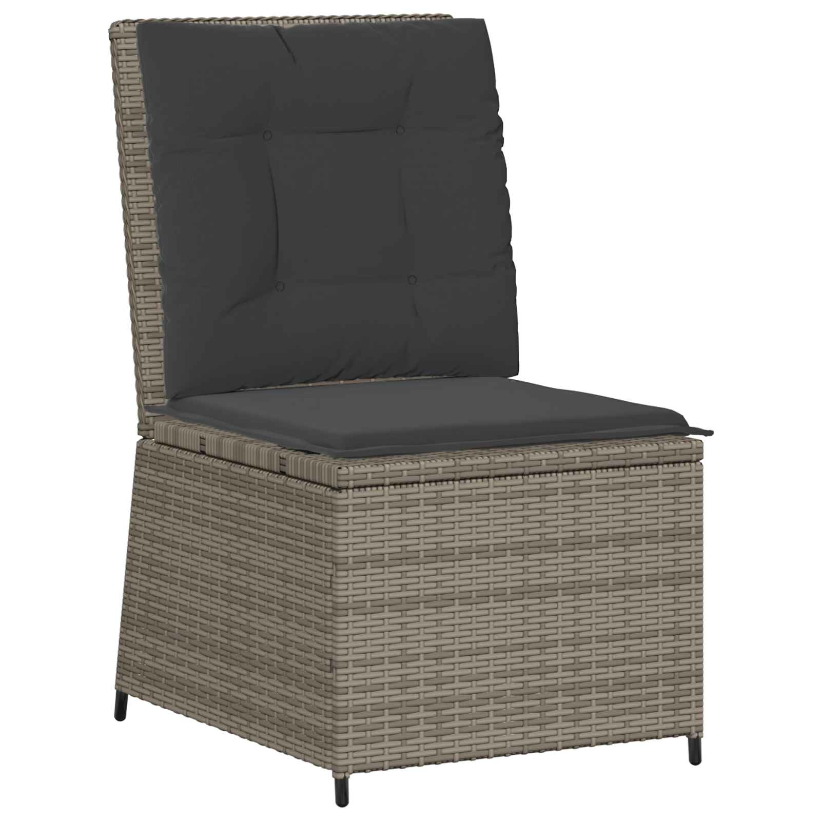 vidaXL Garten-Sofa mit Kissen Grau Poly-Rattan