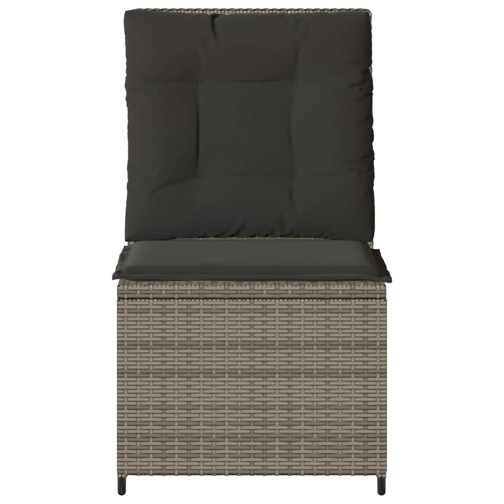 vidaXL Garten-Sofa mit Kissen Grau Poly-Rattan