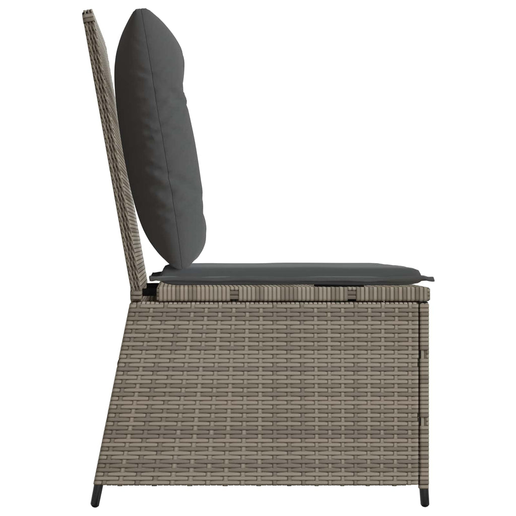 vidaXL Garten-Sofa mit Kissen Grau Poly-Rattan