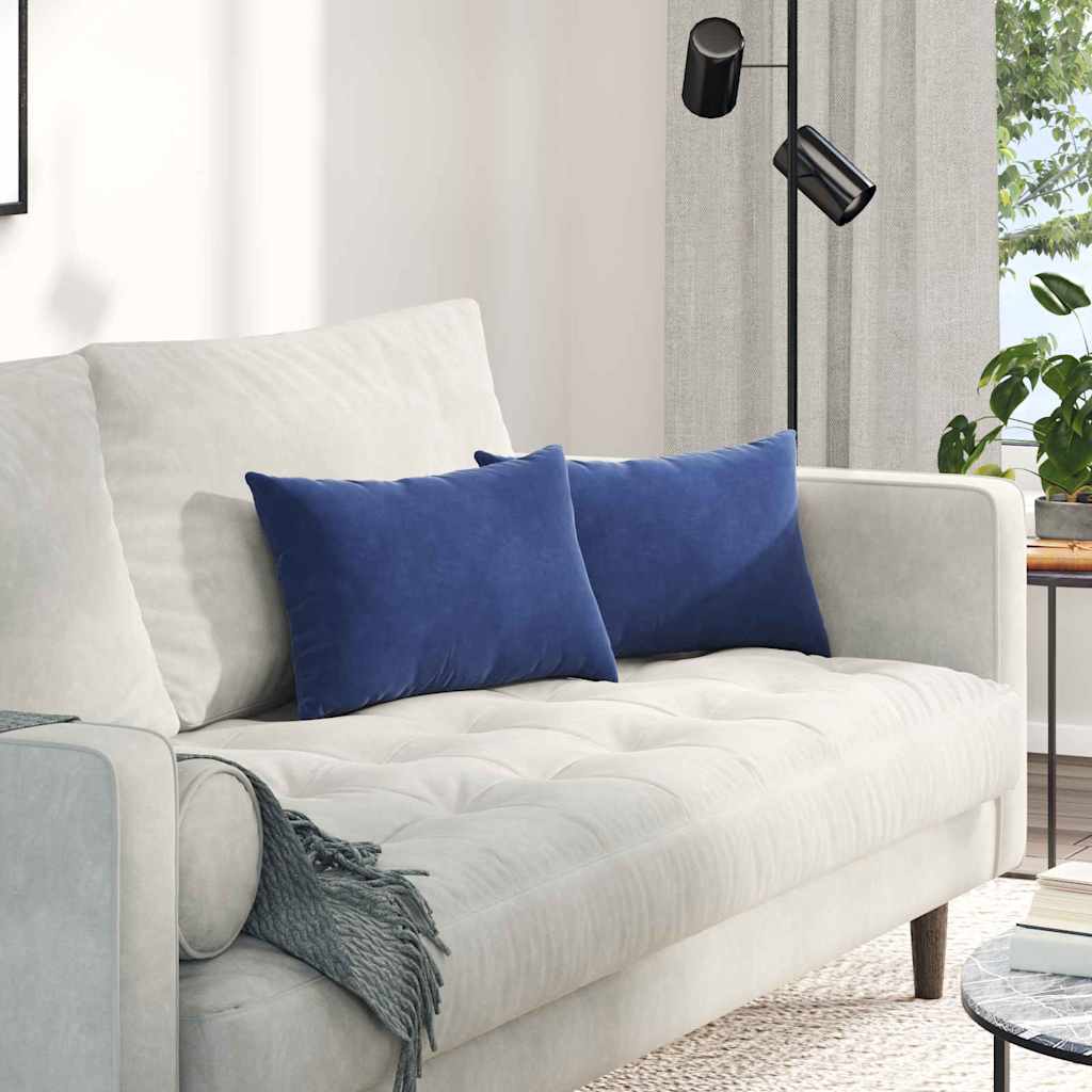 vidaXL Sofakissen 2 Stück Polizeiblau 50 x 30 cm Cordstoff