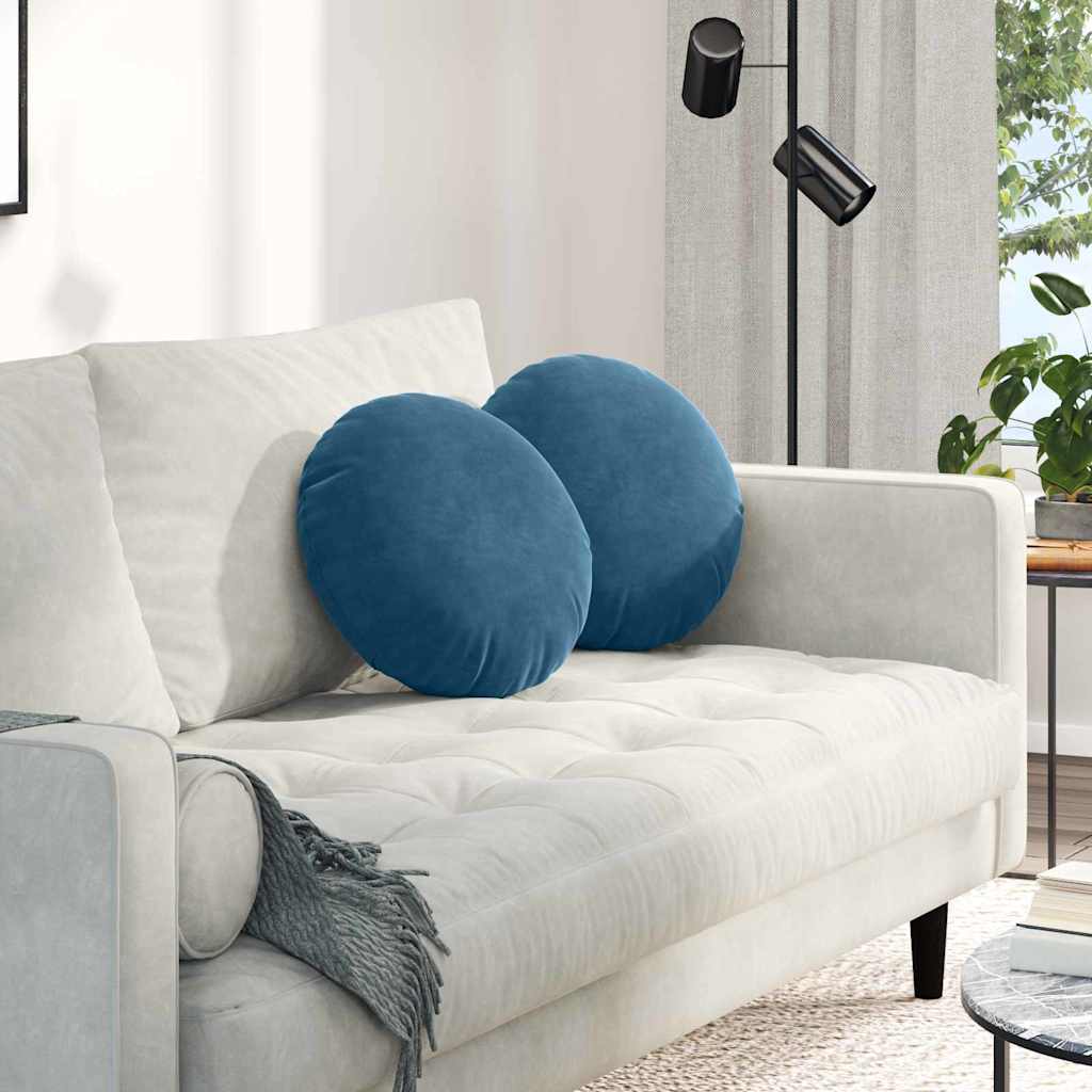vidaXL Sitzkissen 2 Stück Blau Ø 40 x 13 cm Samt