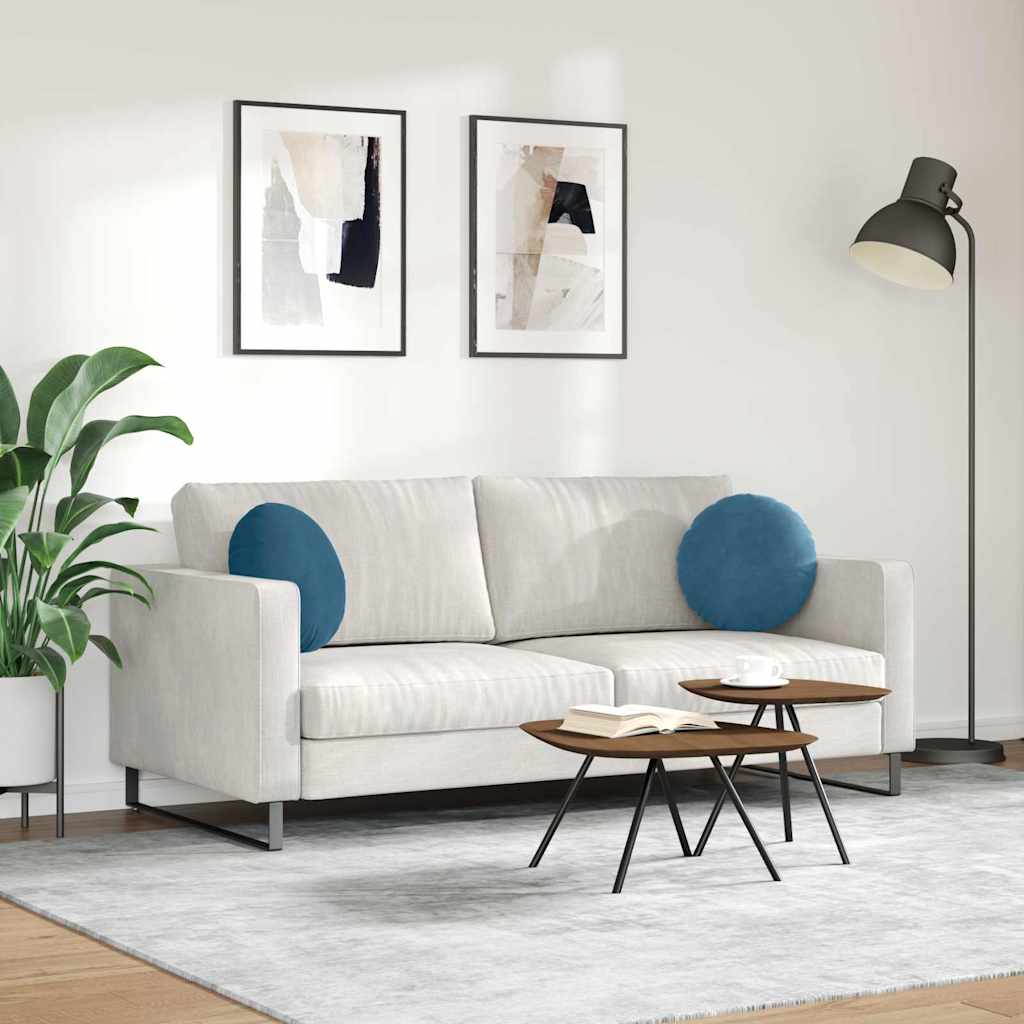 vidaXL Sitzkissen 2 Stück Blau Ø 40 x 13 cm Samt