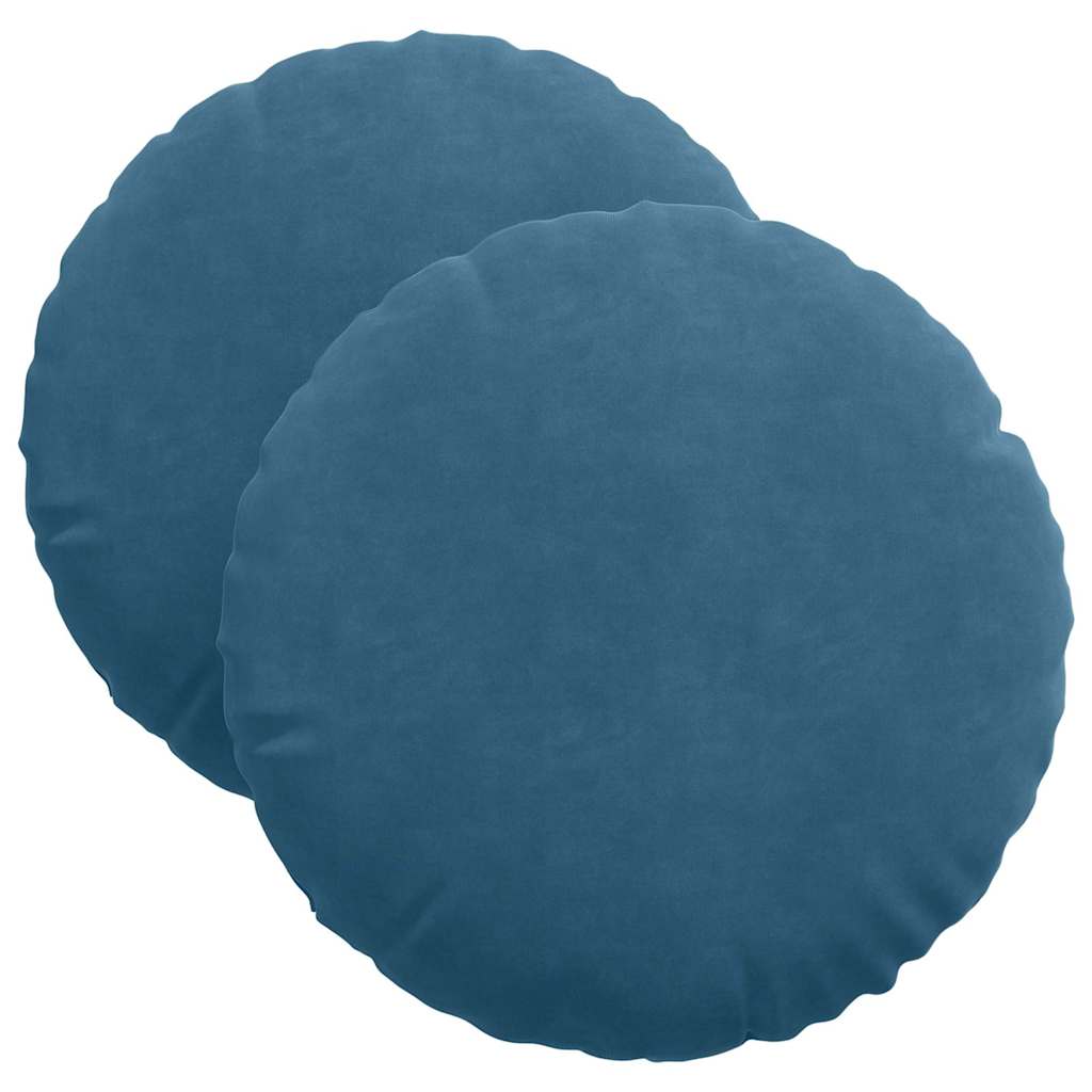 vidaXL Sitzkissen 2 Stück Blau Ø 40 x 13 cm Samt