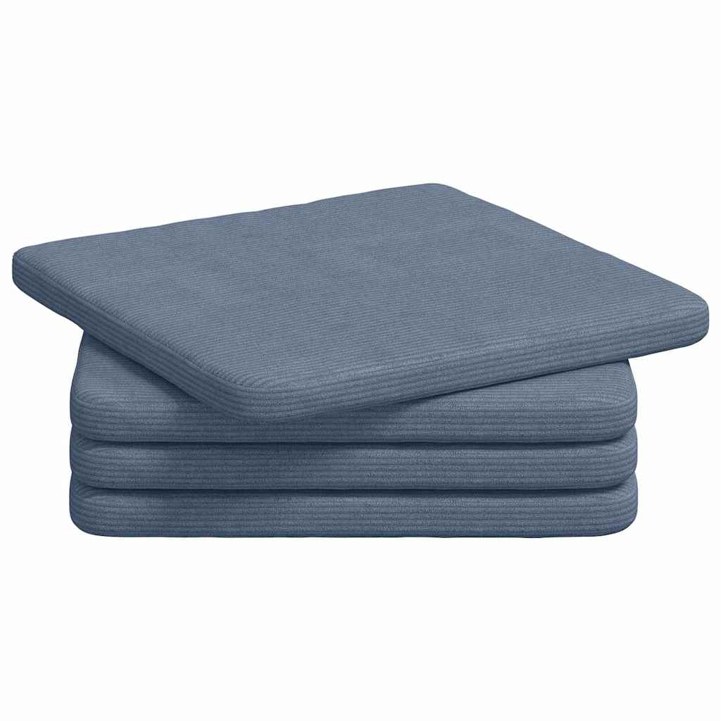 vidaXL Sitzkissen 4 Stück Blau 40 x 40 x 3 cm Cordstoff