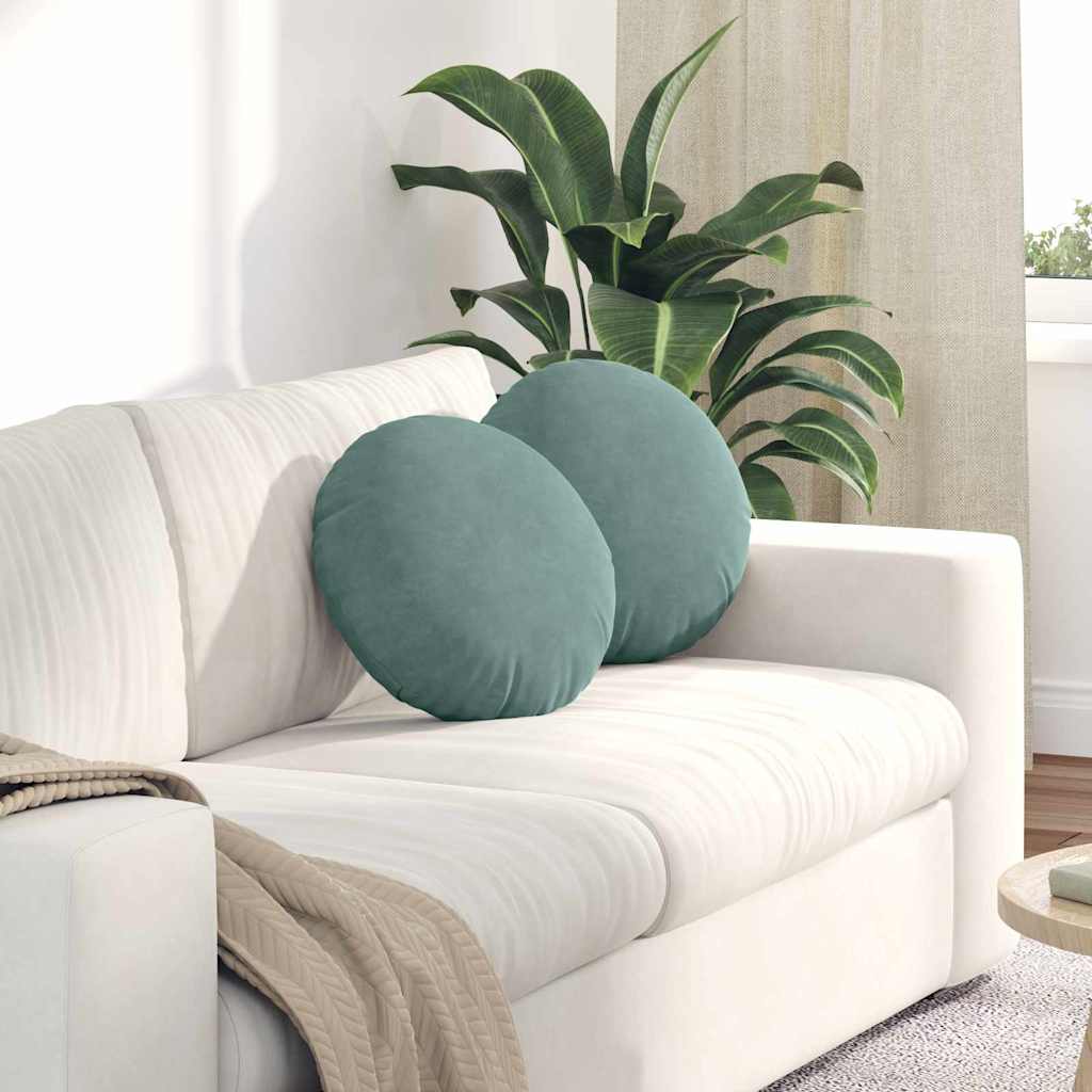 vidaXL Sitzkissen 2 Stück Meergrün Ø 40 x 13 cm Samt