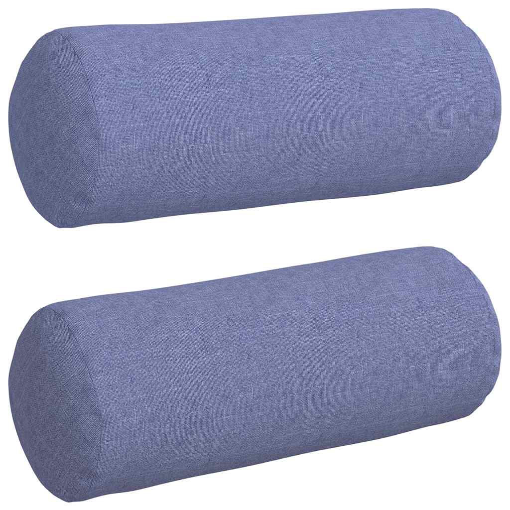 vidaXL Bolsterkissen 2 Stück Jeans blau Ø 15 x 40 cm Stoff