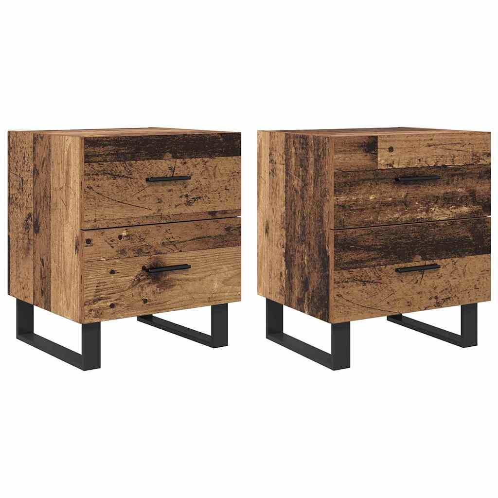 vidaXL Nachttisch 2 pcs Altholz und Schwarz 40 x 35 x 47,5 cm