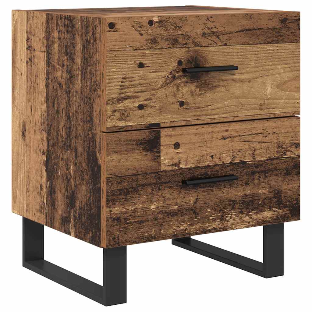 vidaXL Nachttisch 2 pcs Altholz und Schwarz 40 x 35 x 47,5 cm