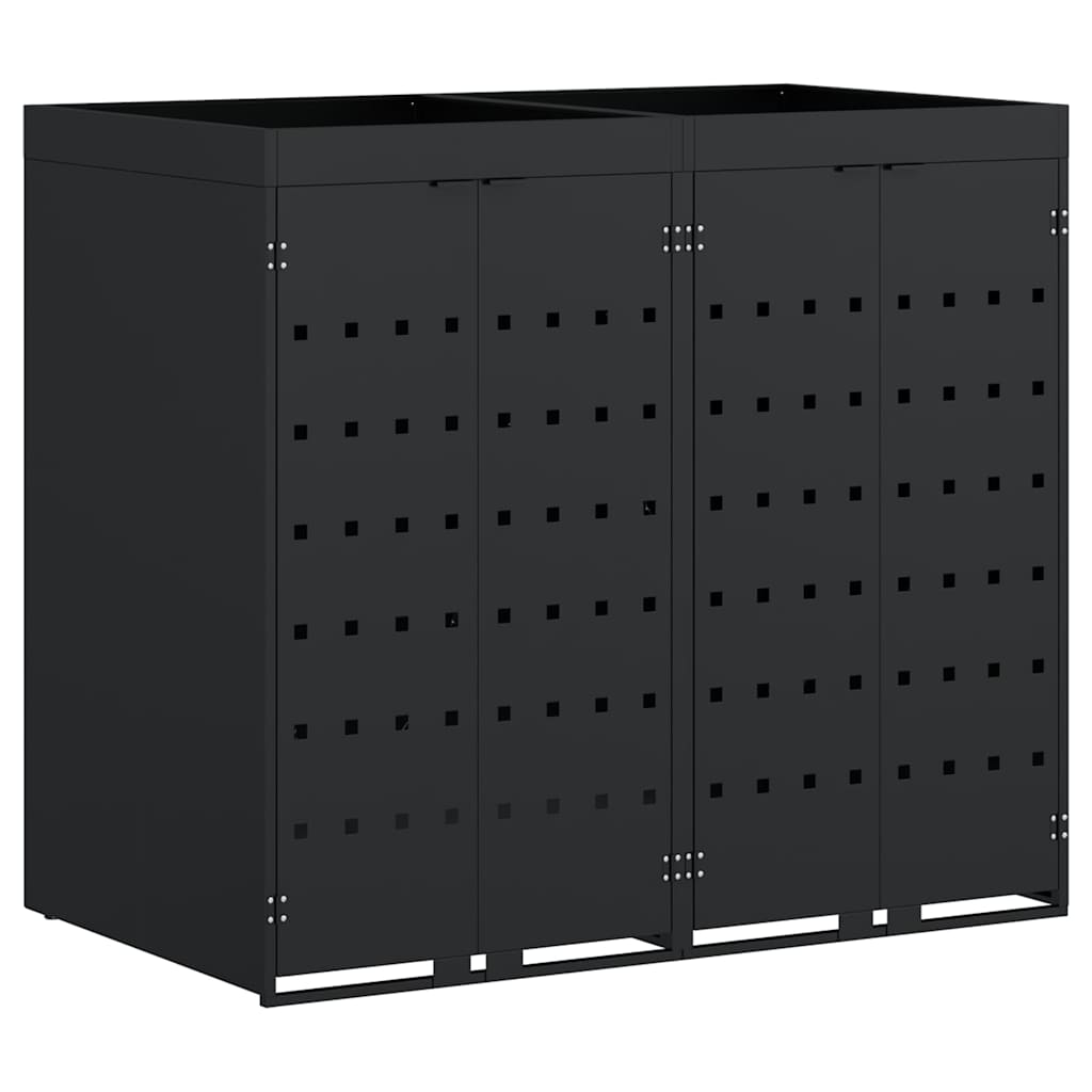vidaXL Wagenmüllbehälter für 2 Behälter Schwarz 136 x 77,5 x 121,5 cm