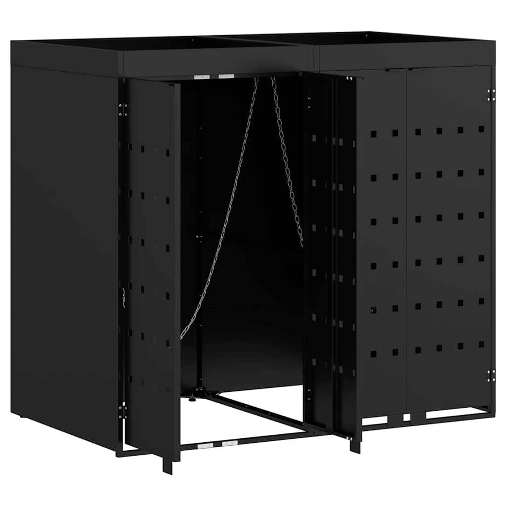 vidaXL Wagenmüllbehälter für 2 Behälter Schwarz 136 x 77,5 x 121,5 cm