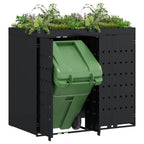 vidaXL Wagenmüllbehälter für 2 Behälter Schwarz 136 x 77,5 x 121,5 cm