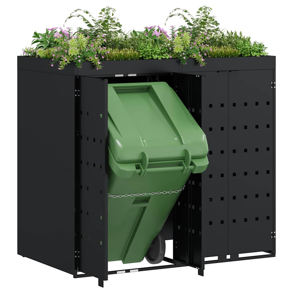 vidaXL Wagenmüllbehälter für 2 Behälter Schwarz 136 x 77,5 x 121,5 cm