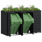 vidaXL Wagenmüllbehälter für 3 Behälter Schwarz 204 x 77,5 x 121,5 cm