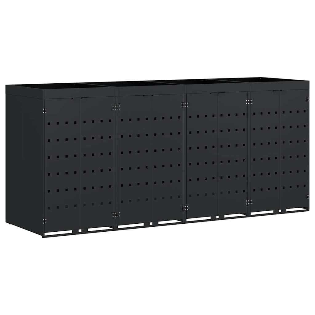 vidaXL Wagenmüllbehälter für 4 Behälter Schwarz 272 x 77,5 x 121,5 cm