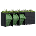vidaXL Wagenmüllbehälter für 5 Behälter Schwarz 340 x 77,5 x 121,5 cm