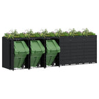 vidaXL Wagenmüllbehälter für 6 Behälter Schwarz 408 x 77,5 x 121,5 cm