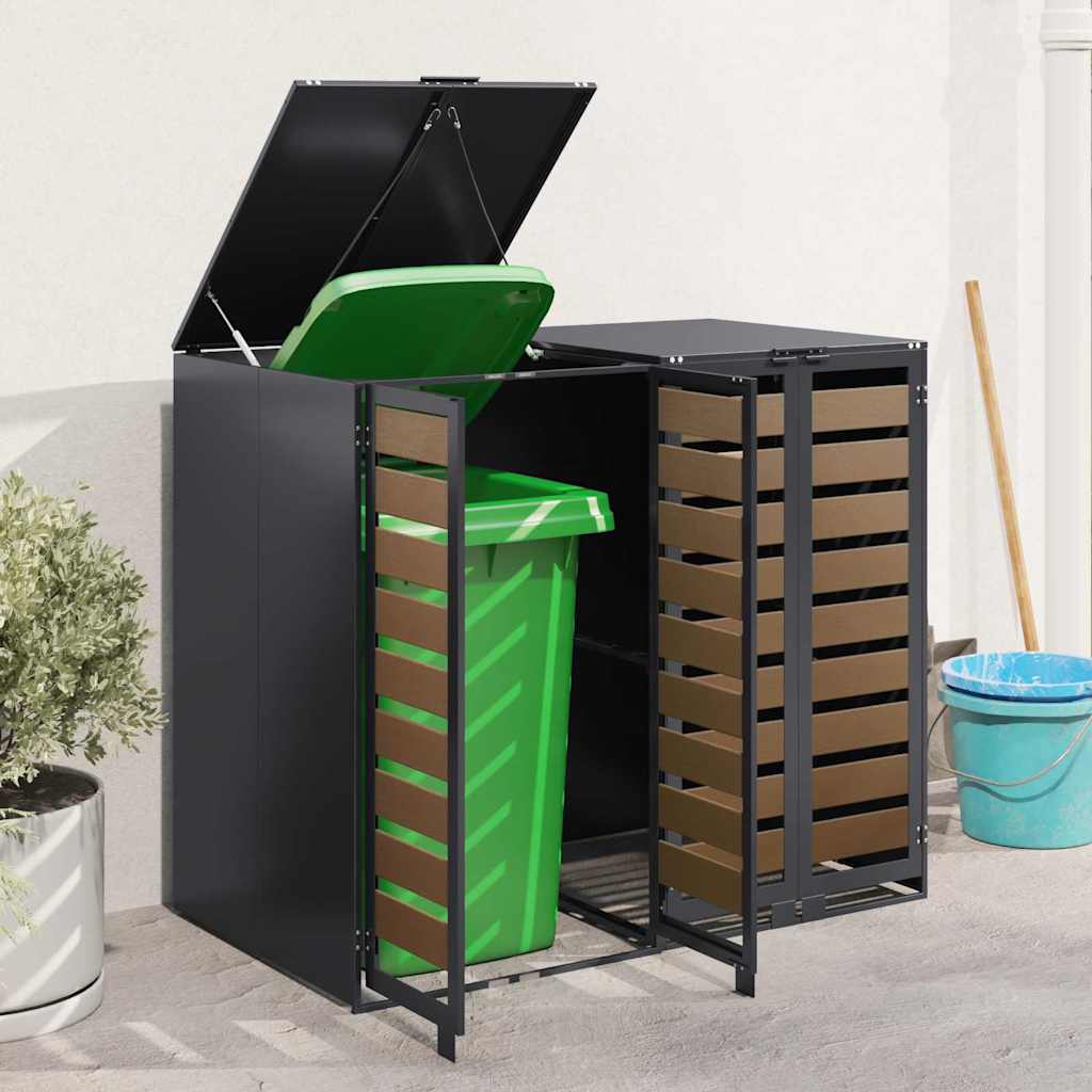 vidaXL Wagenmüllbehälter für 2 Behälter 136 x 77,5 x 115,5 cm Stahl