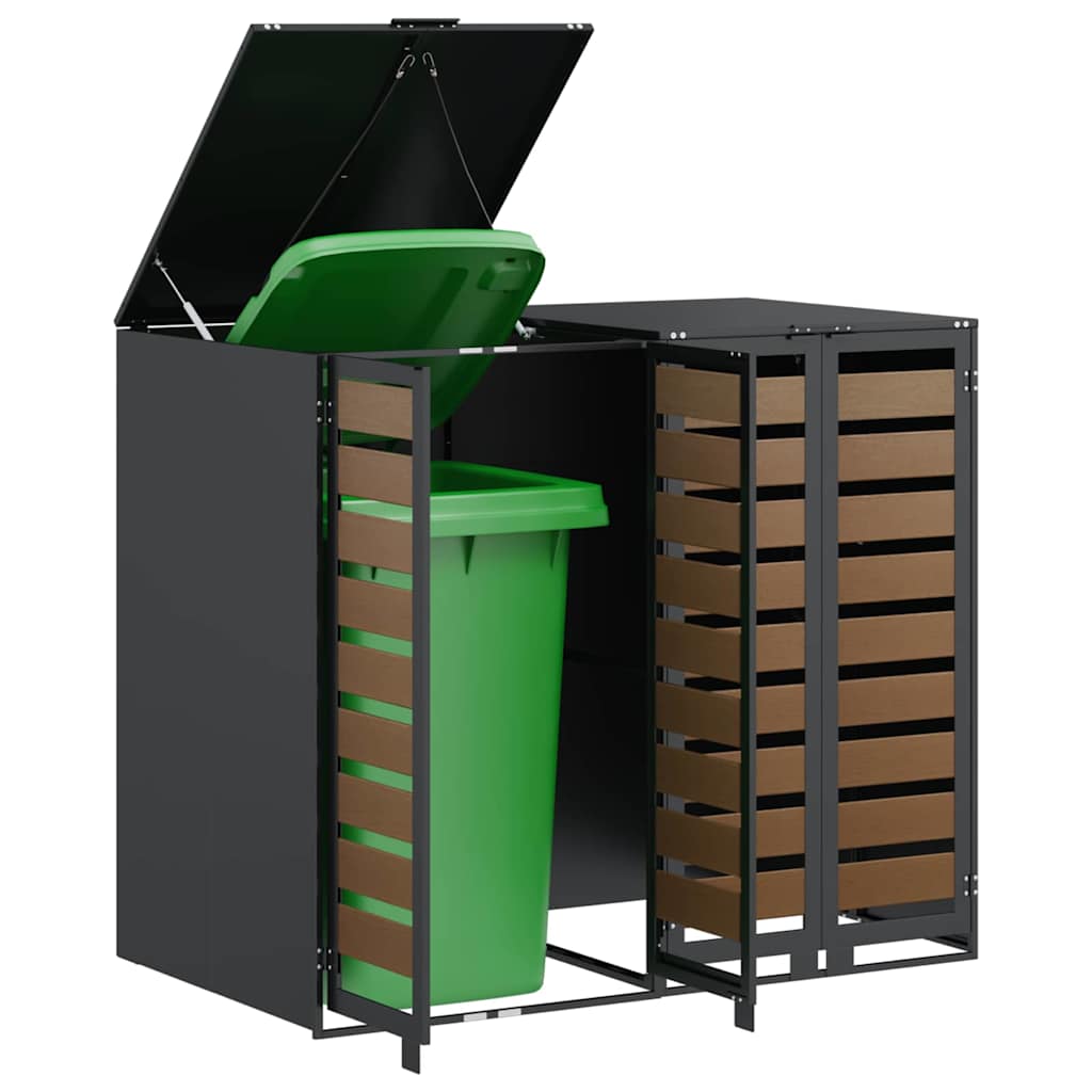 vidaXL Wagenmüllbehälter für 2 Behälter 136 x 77,5 x 115,5 cm Stahl