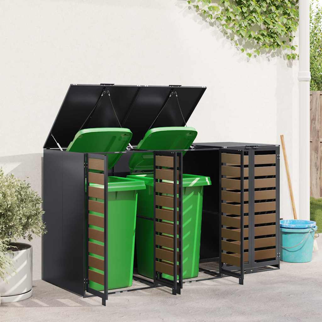 vidaXL Wagenmüllbehälter für 3 Behälter 204 x 77,5 x 115,5 cm Stahl