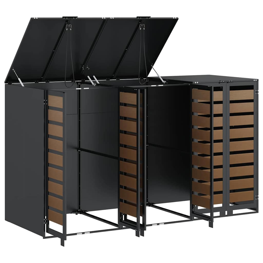 vidaXL Wagenmüllbehälter für 3 Behälter 204 x 77,5 x 115,5 cm Stahl