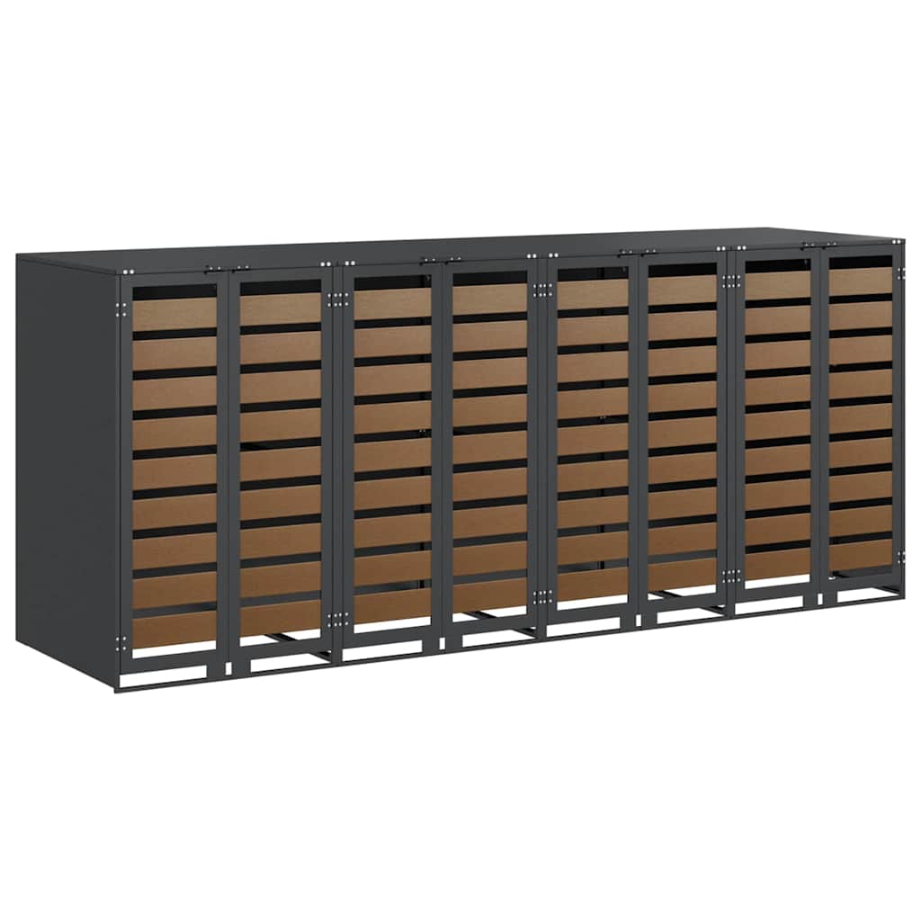 vidaXL Wagenmüllbehälter für 4 Behälter 272 x 77,5 x 115,5 cm Stahl