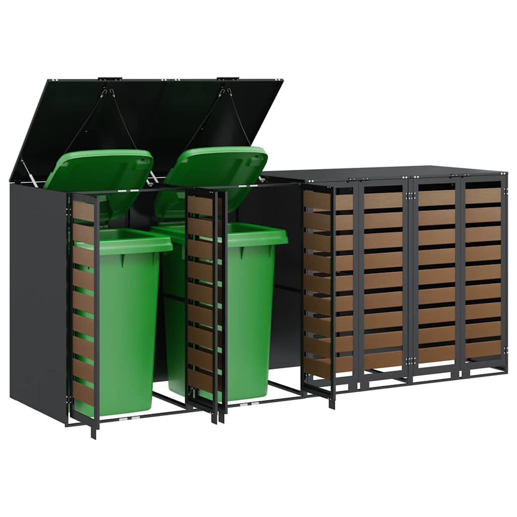 vidaXL Wagenmüllbehälter für 4 Behälter 272 x 77,5 x 115,5 cm Stahl