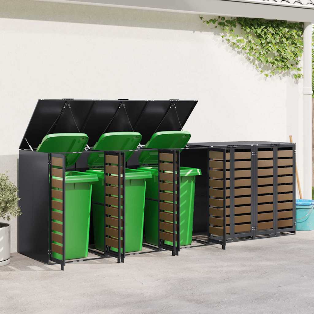 vidaXL Wagenmüllbehälter für 5 Behälter 340 x 77,5 x 115,5 cm Stahl