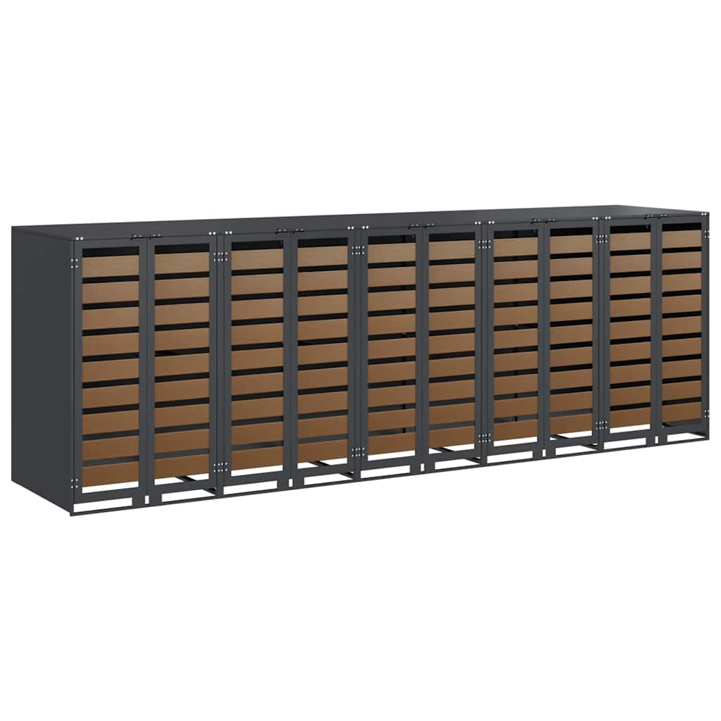 vidaXL Wagenmüllbehälter für 5 Behälter 340 x 77,5 x 115,5 cm Stahl