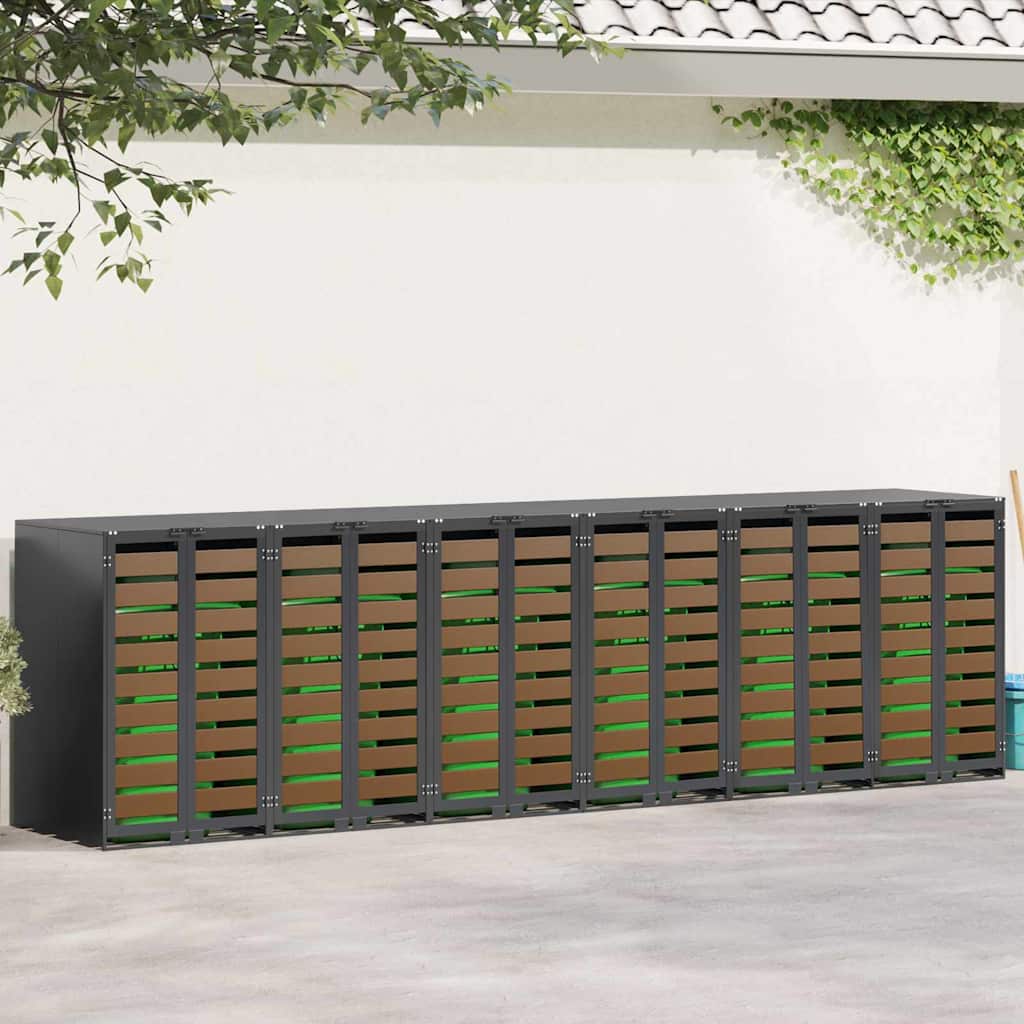 vidaXL Wagenmüllbehälter für 6 Behälter 408 x 77,5 x 115,5 cm Stahl