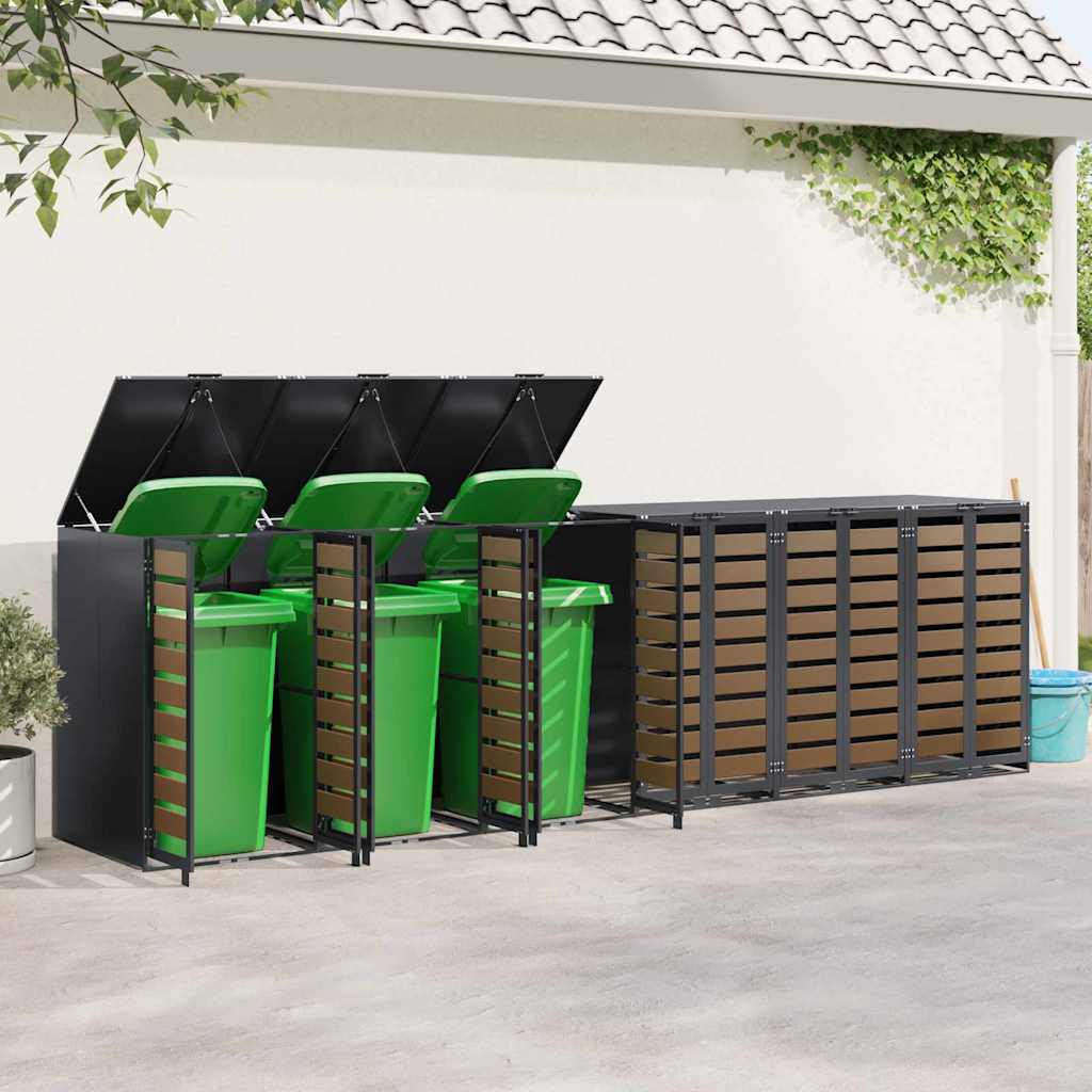 vidaXL Wagenmüllbehälter für 6 Behälter 408 x 77,5 x 115,5 cm Stahl
