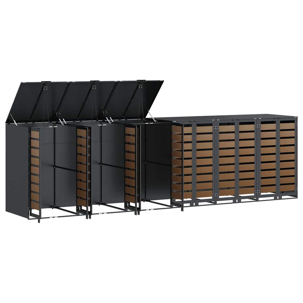 vidaXL Wagenmüllbehälter für 6 Behälter 408 x 77,5 x 115,5 cm Stahl