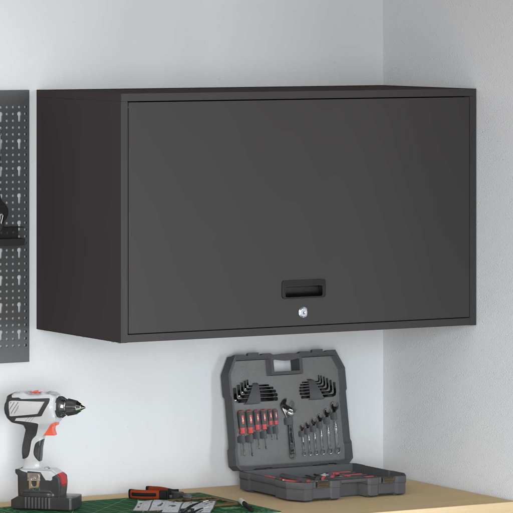 vidaXL Wandschrank für die Garage mit Gasdrucklift-Tür Schwarz