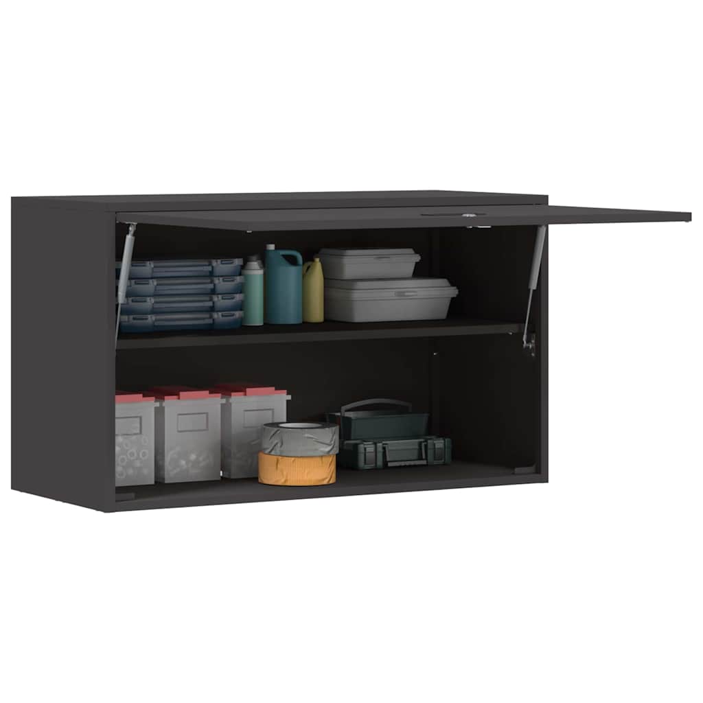 vidaXL Wandschrank für die Garage mit Gasdrucklift-Tür Schwarz