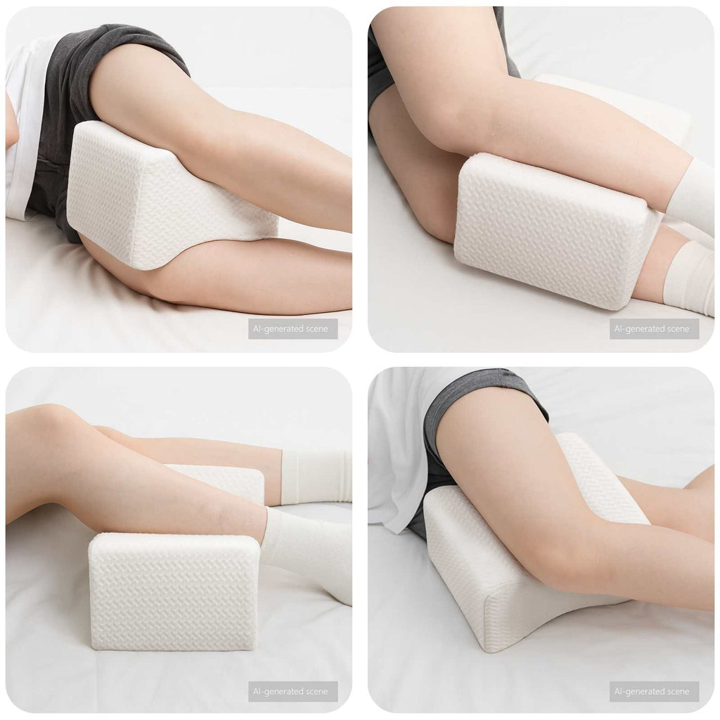 vidaXL Knee Pillow Weiß Memory-Schaum und Polyester 26 x 21,5 x 15 cm