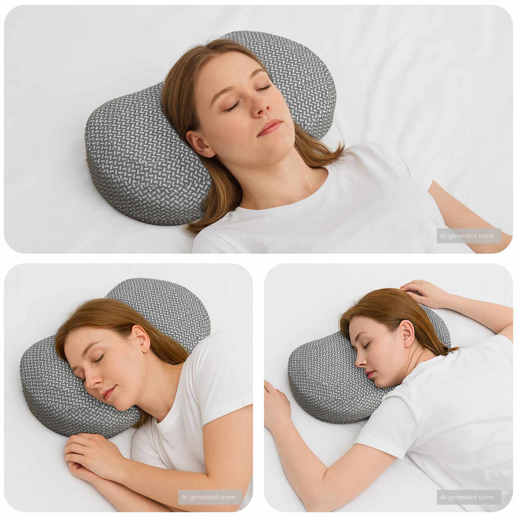vidaXL Nackenstützkissen Grau 53 x 34,5 x 10,5 cm Viscoschaum