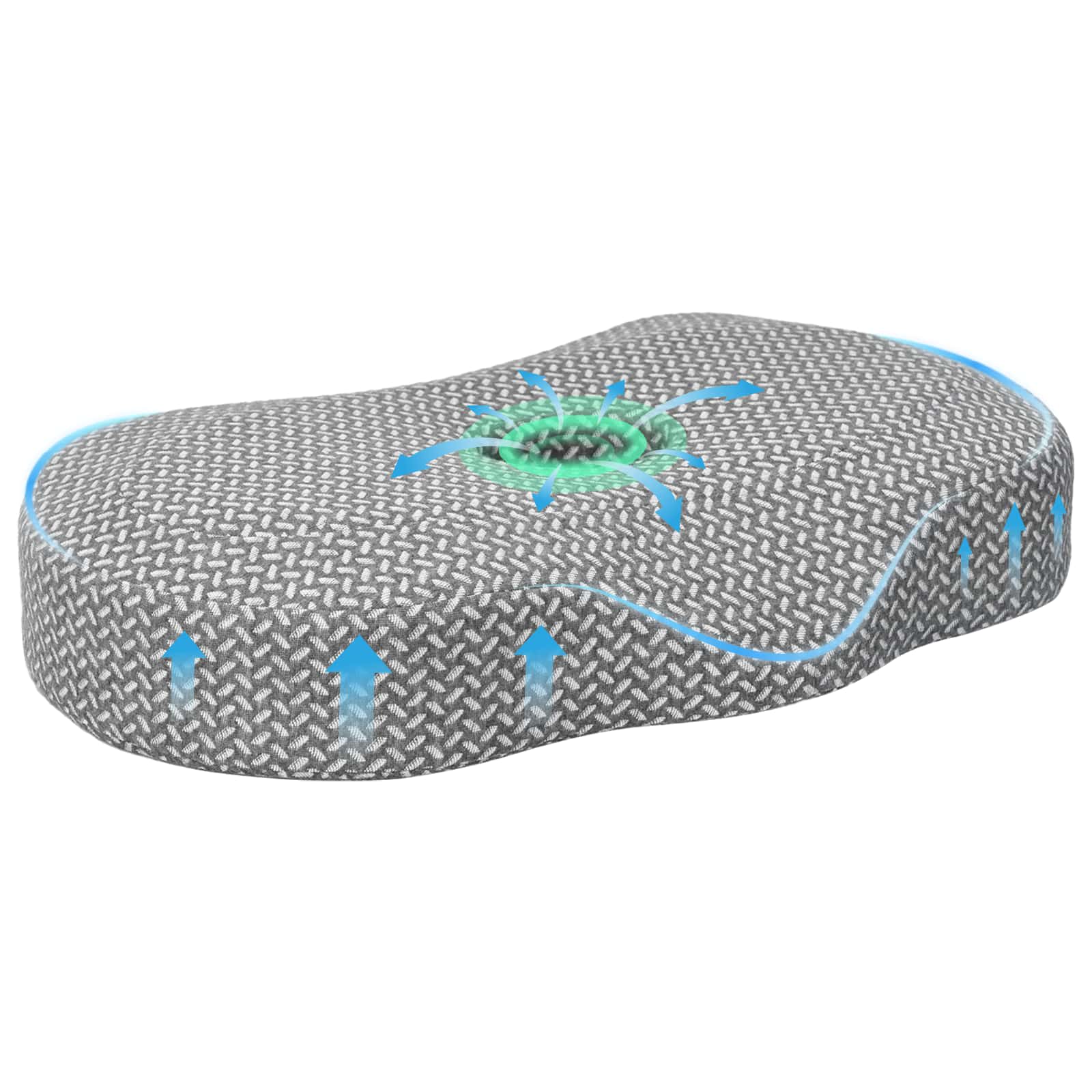 vidaXL Nackenstützkissen Grau 53 x 34,5 x 10,5 cm Viscoschaum