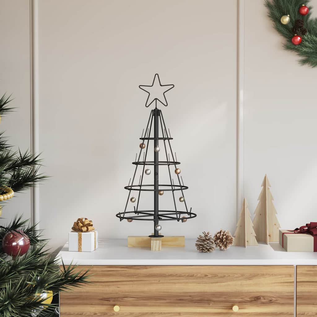 vidaXL Weihnachtsdeko mit Ständer Schwarz 60 cm Stahl
