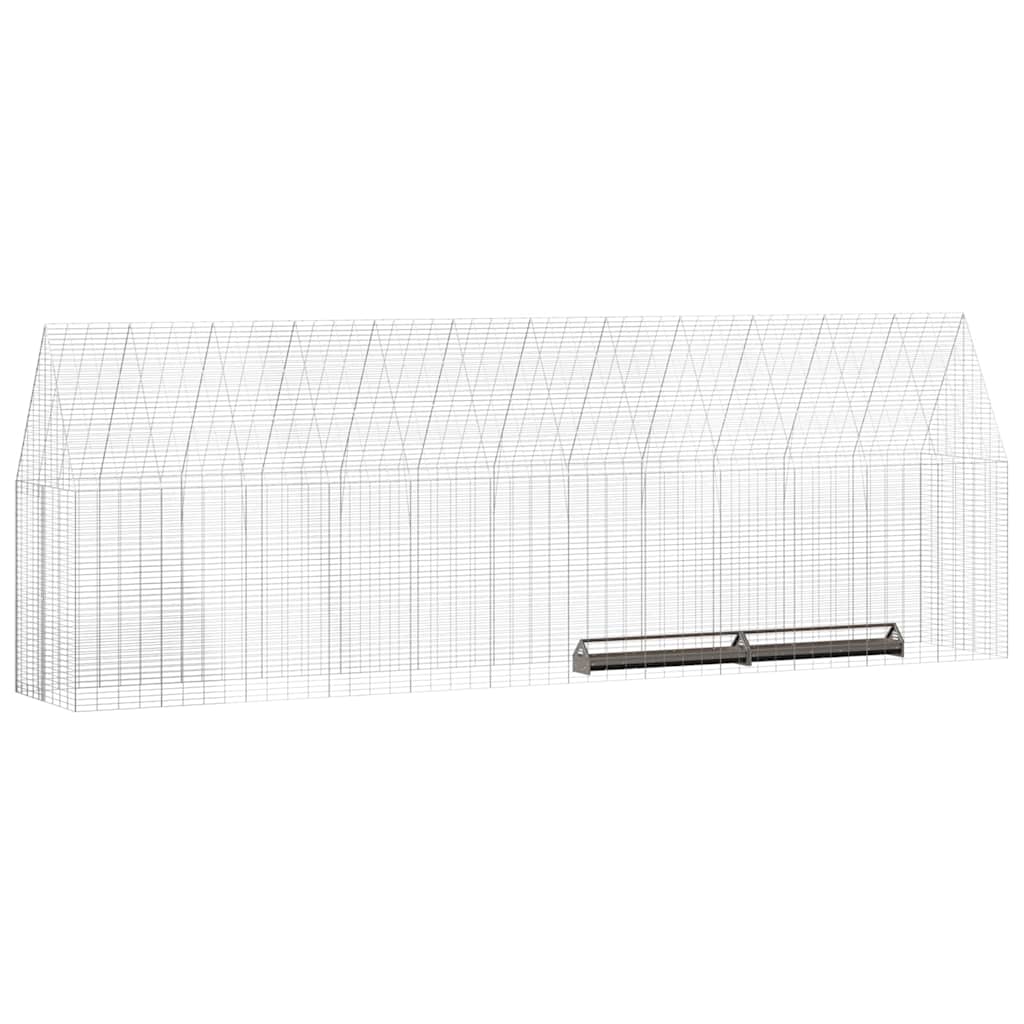 vidaXL Hühnerkäfig 2 pcs Silber 600 x 100 x 210 cm Verzinkter Stahl