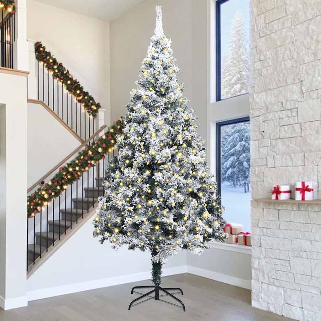 vidaXL Künstlicher vorbeleuchteter Weihnachtsbaum Grün 400 cm PVC