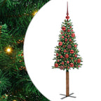 vidaXL Schlanker Weihnachtsbaum mit 150 LEDs mit Ständer Grün 150 cm