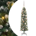 vidaXL Künstlicher schlanker Weihnachtsbaum Grün und Weiß 120 cm