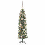 vidaXL Künstlicher schlanker Weihnachtsbaum Grün und Weiß 120 cm