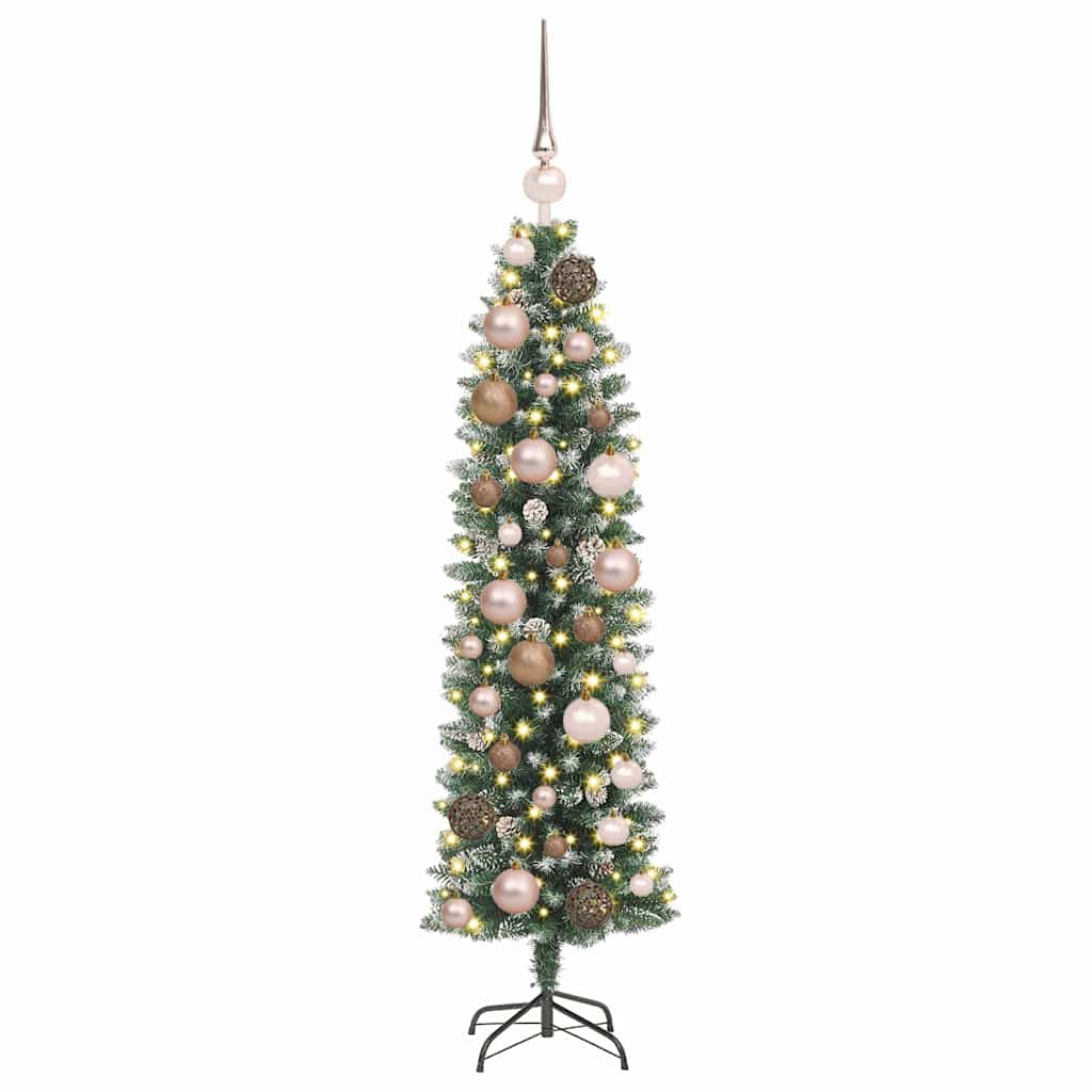vidaXL Künstlicher schlanker Weihnachtsbaum Grün und Weiß 120 cm