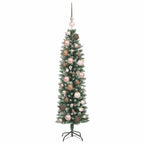 vidaXL Künstlicher schlanker Weihnachtsbaum Grün und Weiß 120 cm