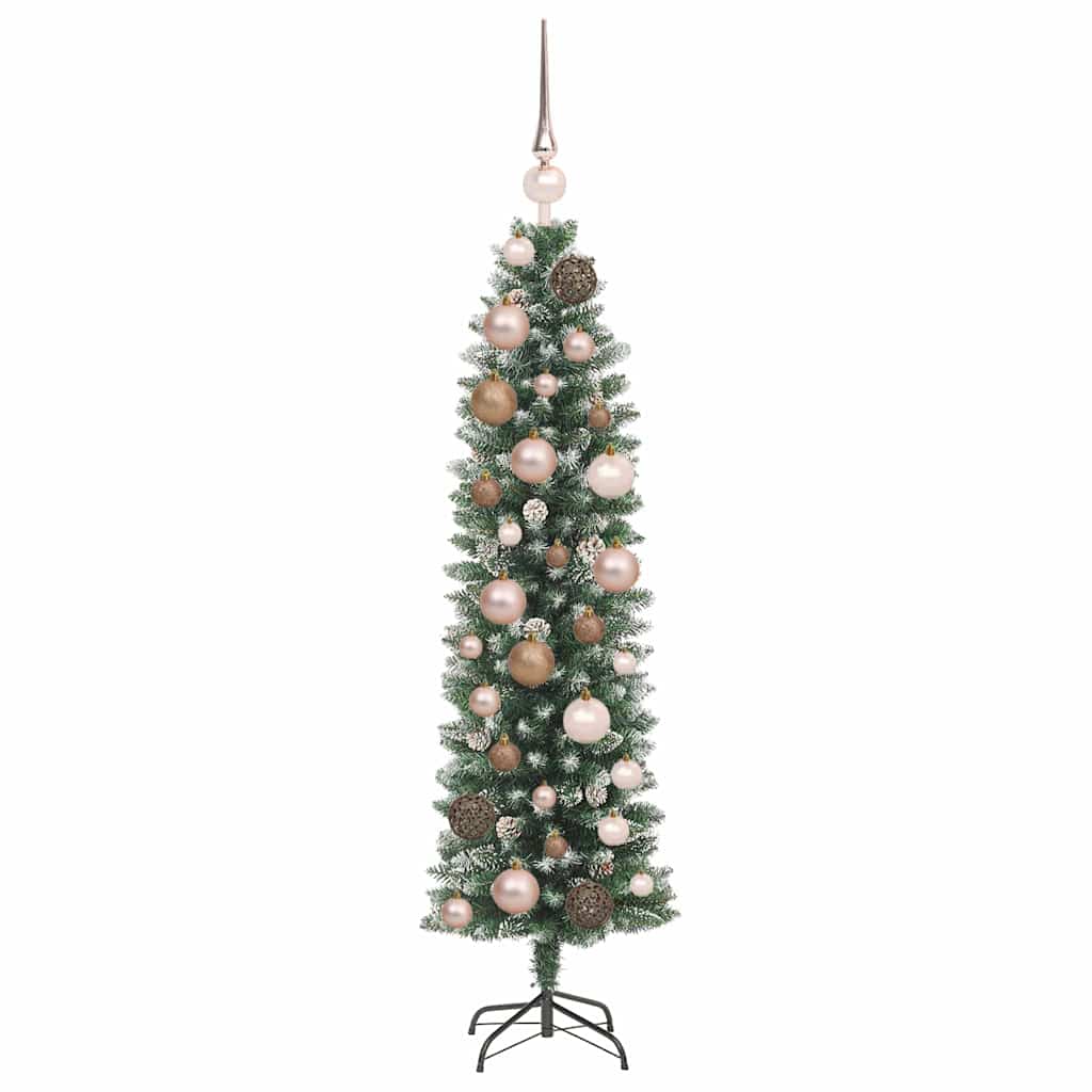 vidaXL Künstlicher schlanker Weihnachtsbaum Grün und Weiß 120 cm