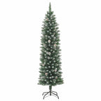 vidaXL Künstlicher schlanker Weihnachtsbaum Grün und Weiß 120 cm