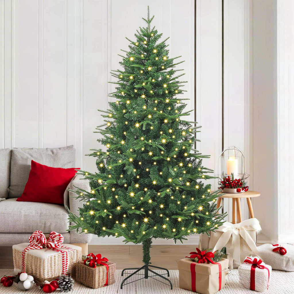 vidaXL Künstlicher vorbeleuchteter Weihnachtsbaum Grün 180 cm