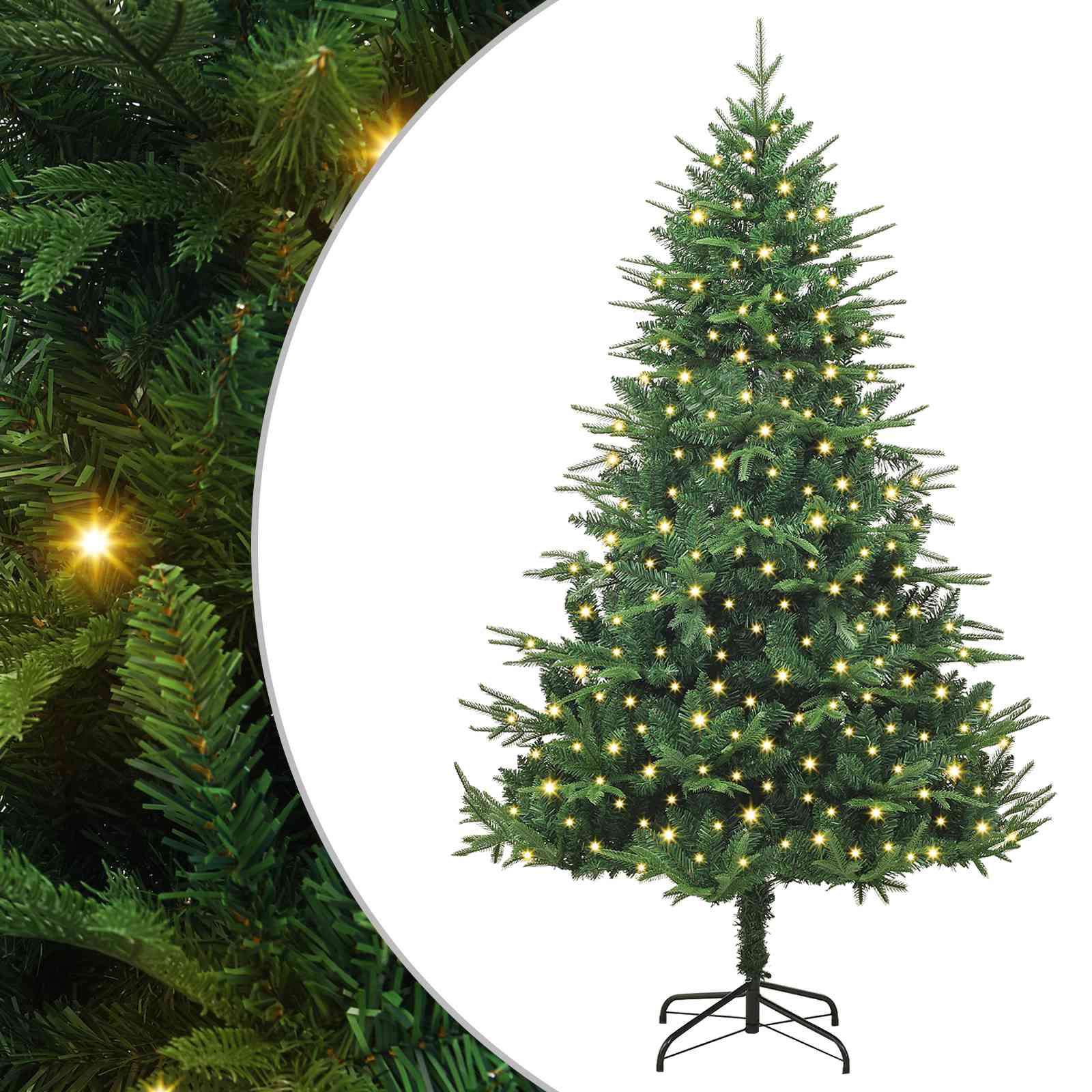 vidaXL Künstlicher vorbeleuchteter Weihnachtsbaum Grün 180 cm
