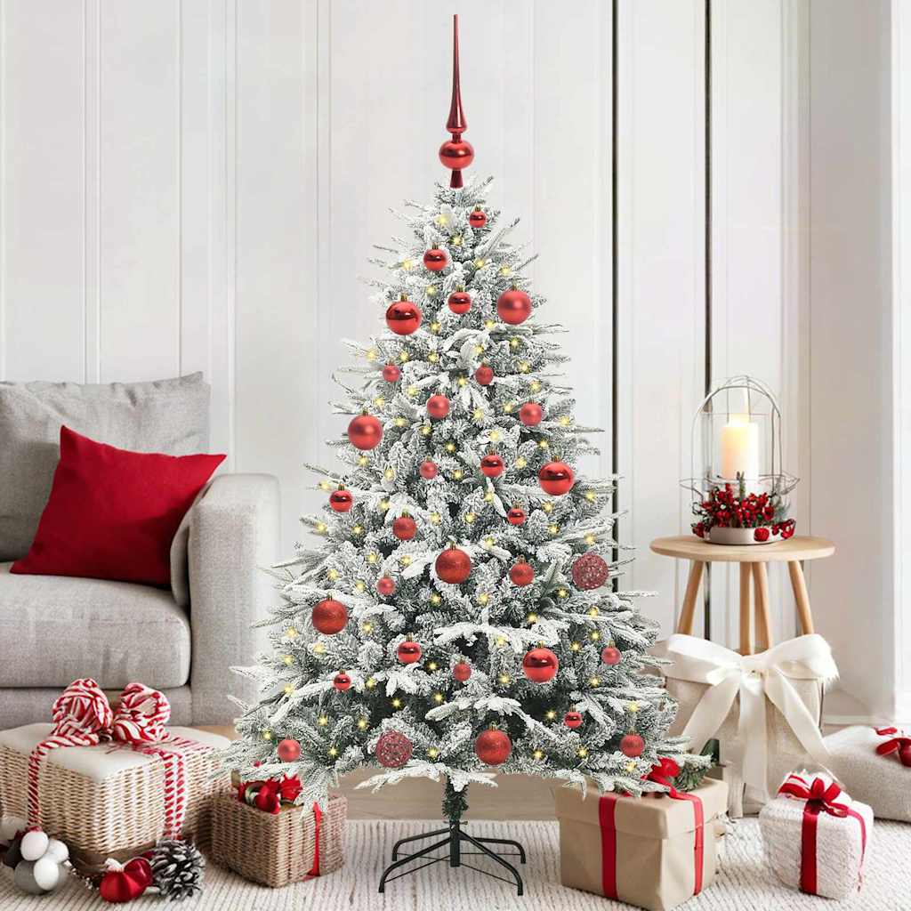 vidaXL Künstlicher vorbeleuchteter Weihnachtsbaum mit Kugelset Grün